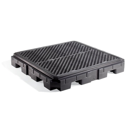 Pig PIG Heavy-Duty 4-Drum Poly Spill Containment Pallet Black WD 62.5" L x 62.5" W x 8.75" H PAK672-BK-WD